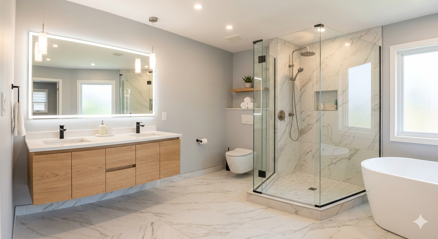 Luxury bathroom with custom shower
