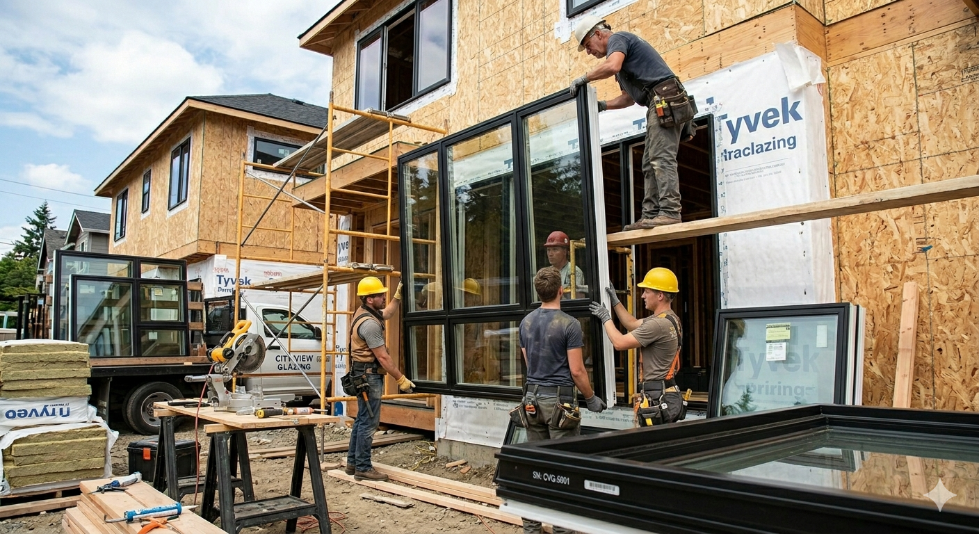 Large window installation in modern home